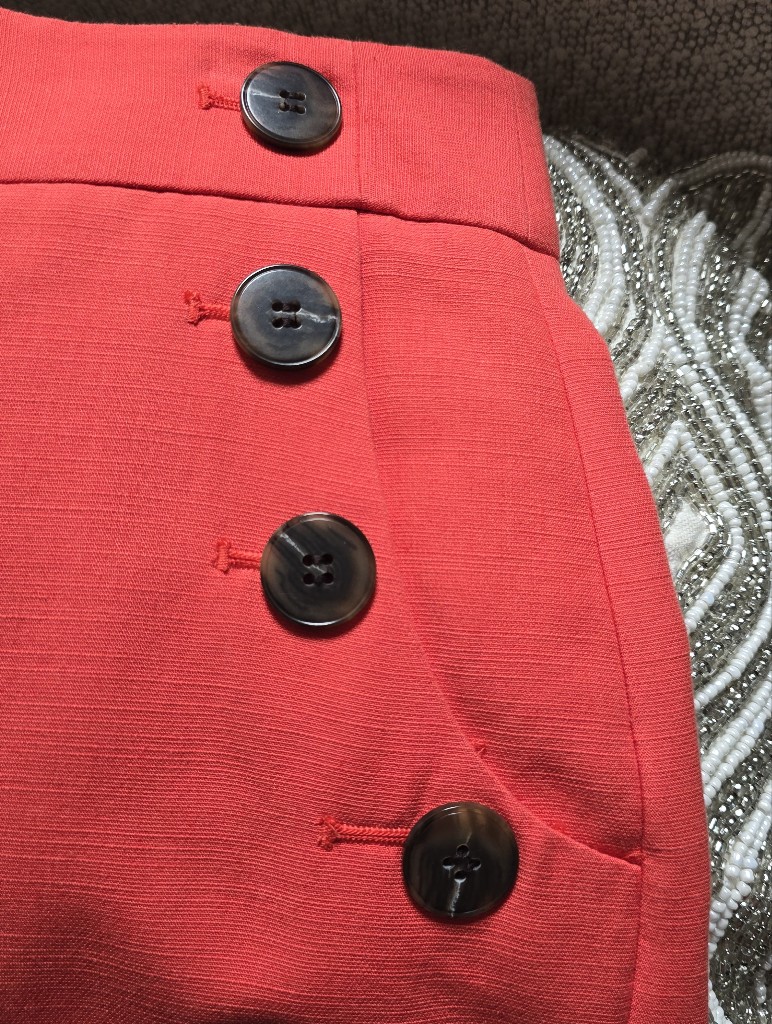 Loft Coral Pencil Skirt With Button Detail